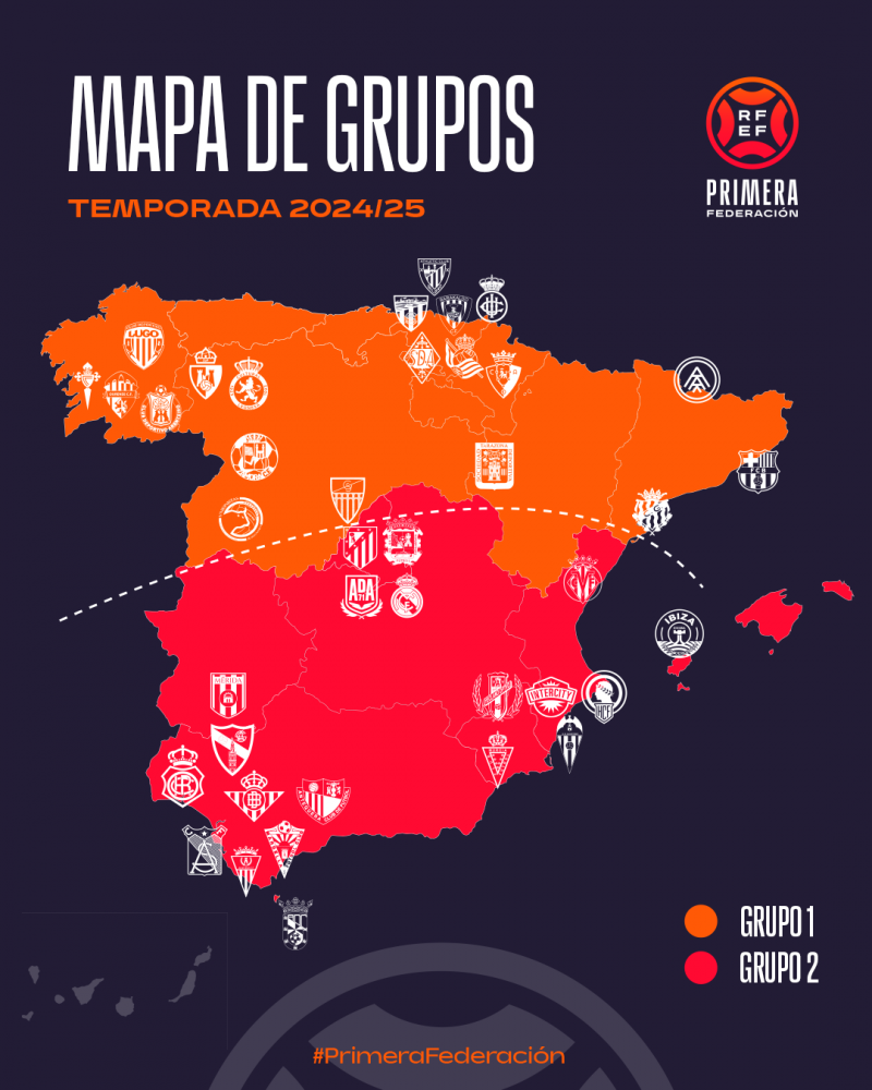 Mapa oferit per la RFEF