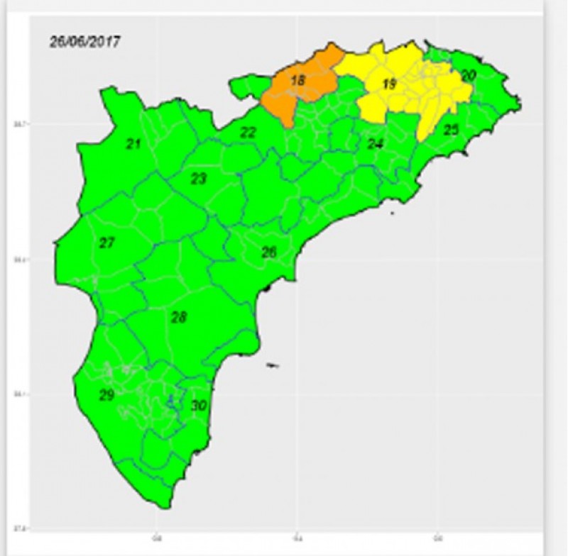 Alerta per altes temperatures al Comtat, el dilluns 26 de juny