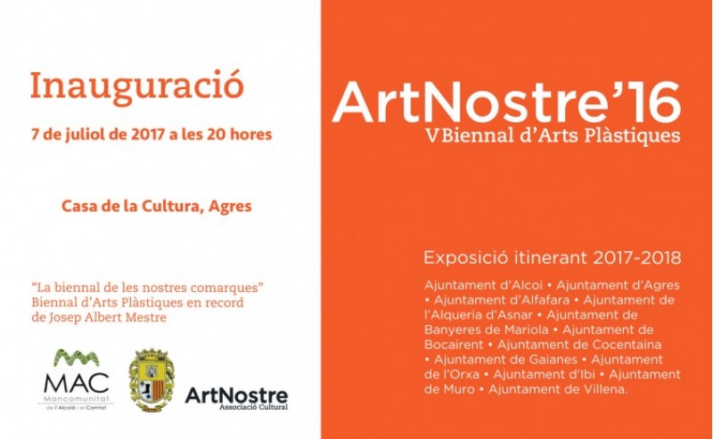 Invitació a l'acte d'inauguració d'ArtNostre a Agres./ AM