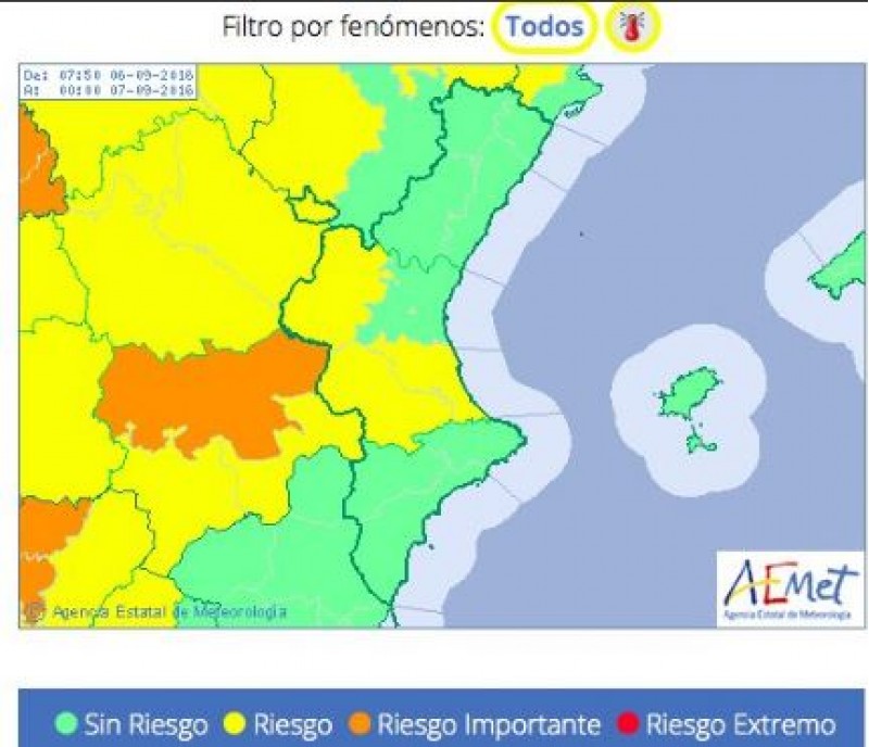 Mapa per risc de fortes temperatures / AEMET