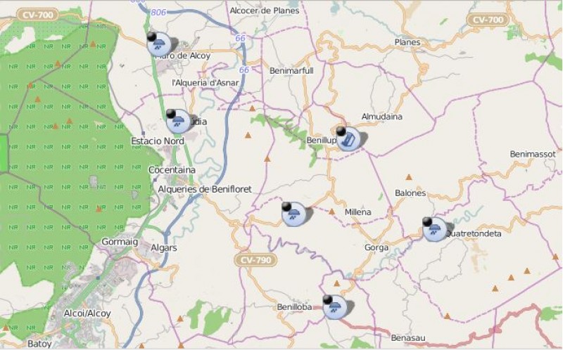 Mapa de carreteres de la DGT a les 11:55 h